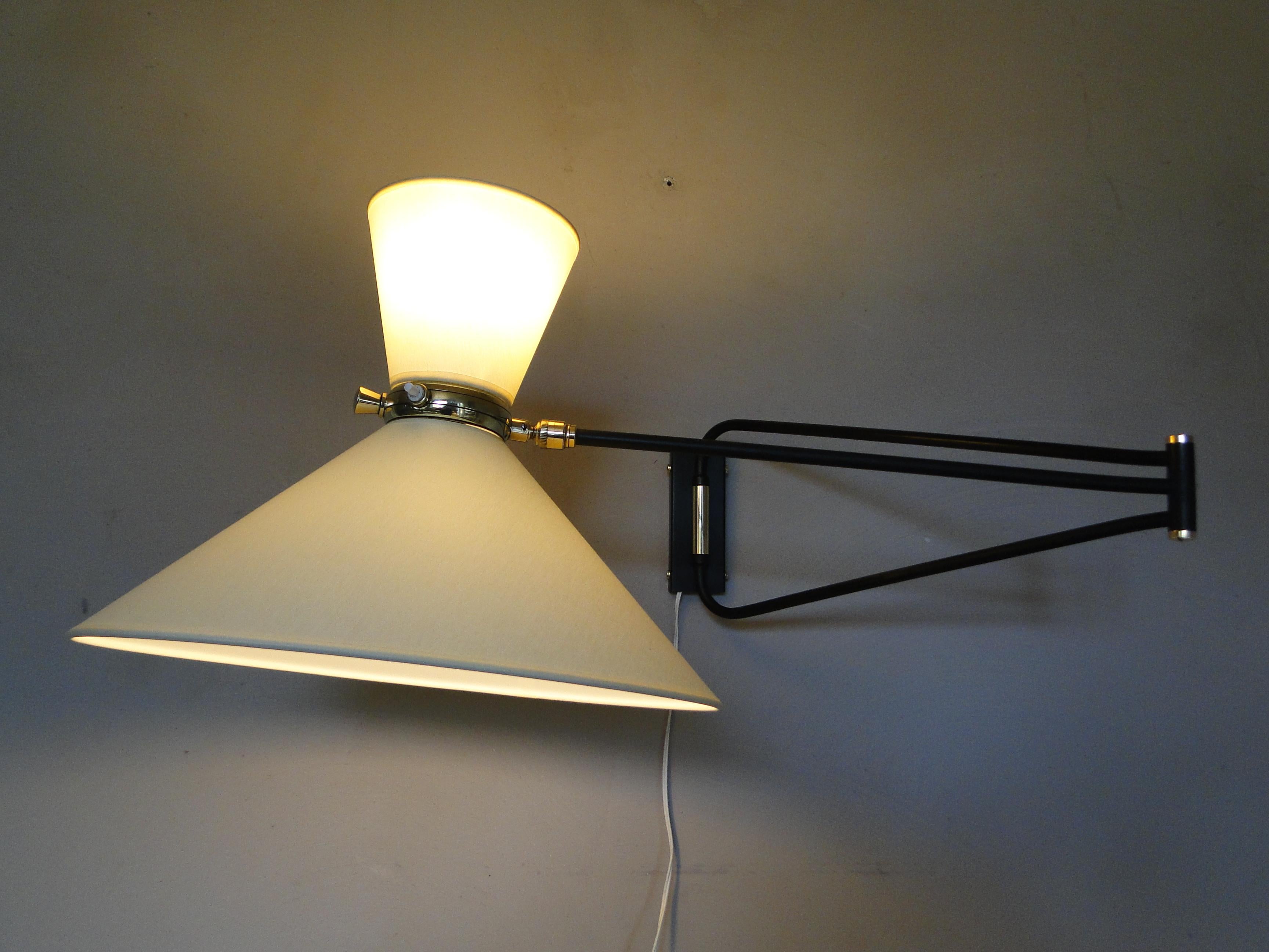 Rene Mathieu Lunel Arlus Vintage Brass 2 Arms Adjustable Diabolo Wall Lamp Paris For Sale 5