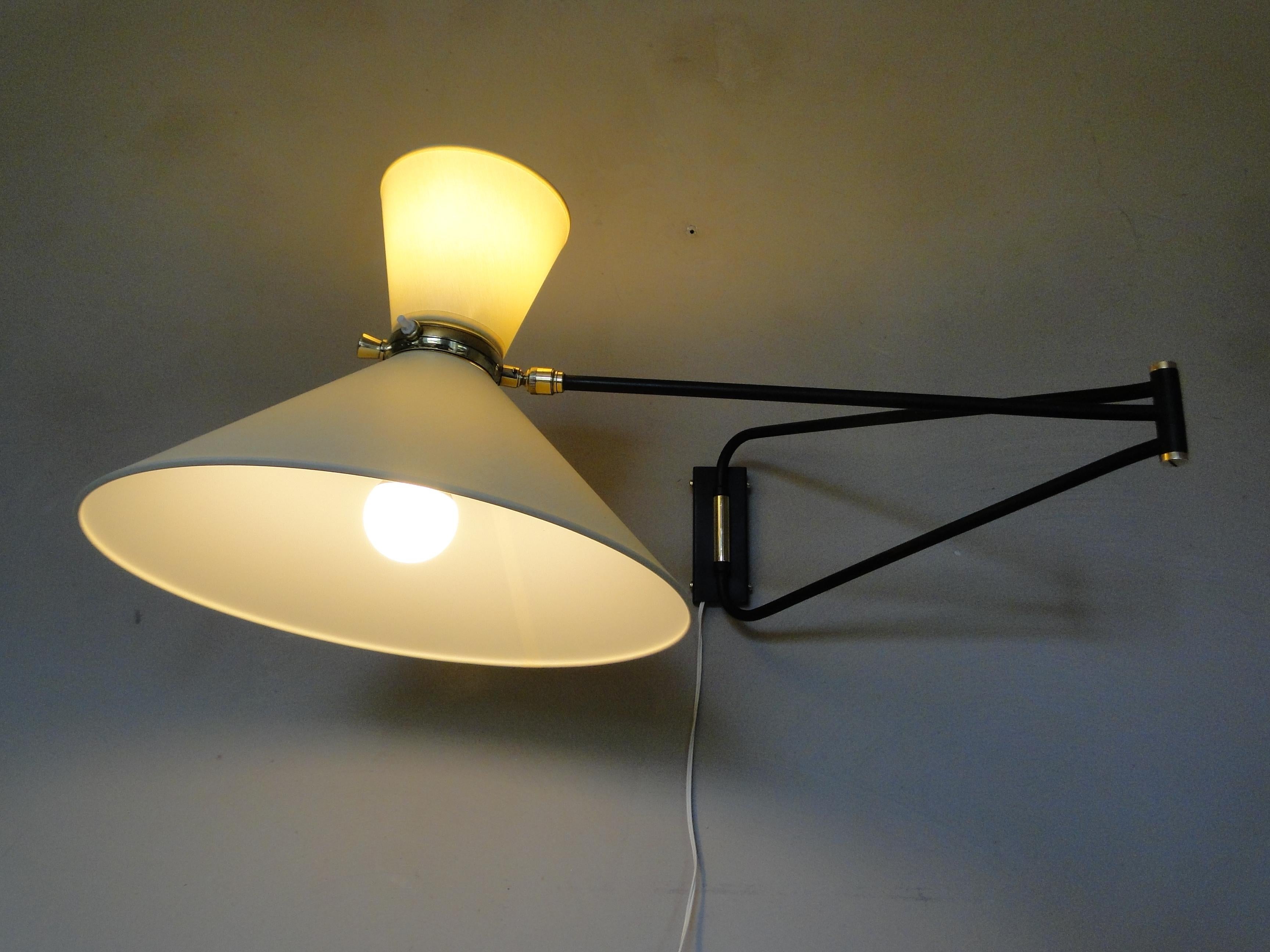 Rene Mathieu Lunel Arlus Vintage Brass 2 Arms Adjustable Diabolo Wall Lamp Paris For Sale 10