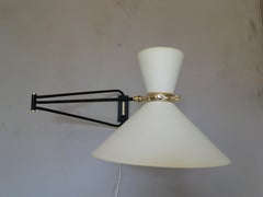 Verstellbare Diabolo-Wandleuchte aus Messing mit 2 Armen von Rene Mathieu Lunel Arlus, Vintage, Paris