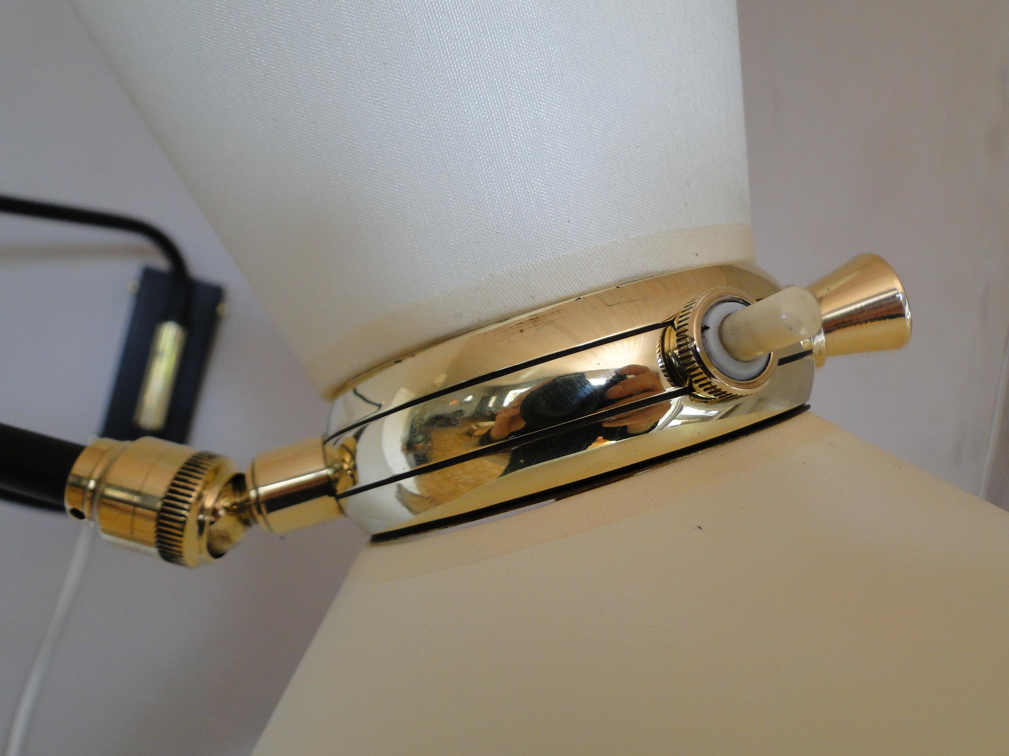 Rene Mathieu Lunel Arlus Vintage Brass 2 Arms Adjustable Diabolo Wall Lamp Paris For Sale 3