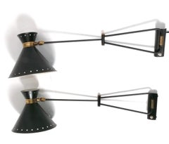 Rene Mathieu Maison Lunel Articulating Wall Sconces French Mid Century Modern