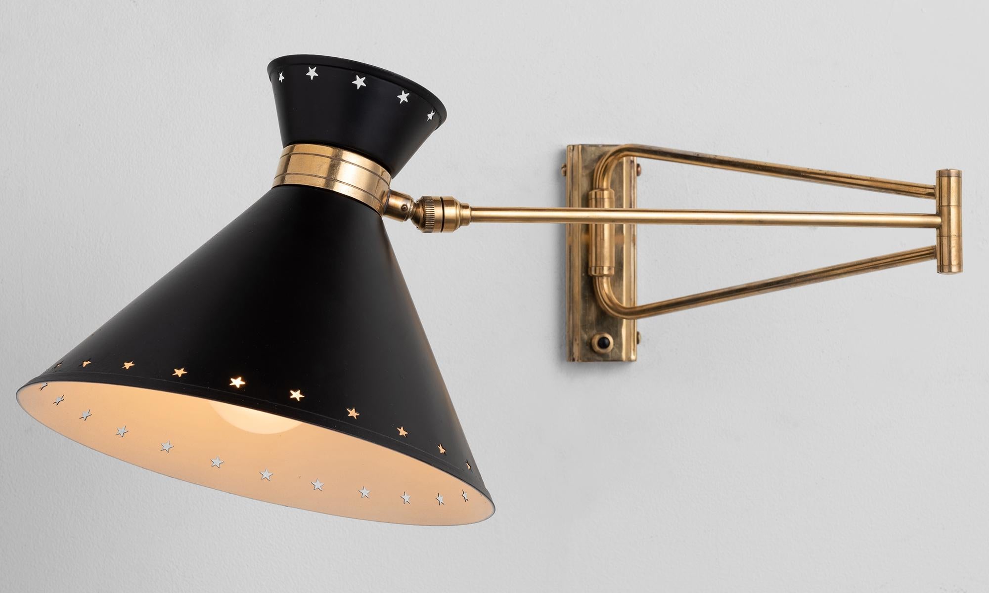 French Rene Mathieu Swing Arm Sconce, France, circa 1950