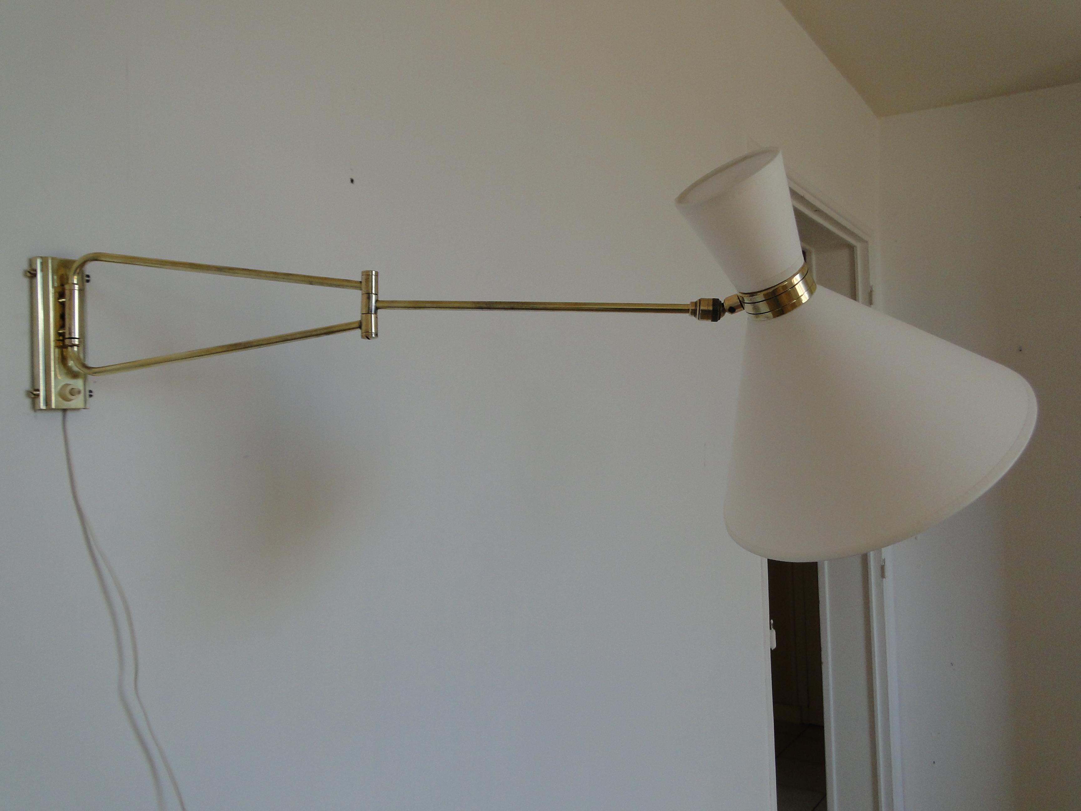 Rene Mathieu Vintage Double Arms Adjustable Diabolo Wall Lamp France 3
