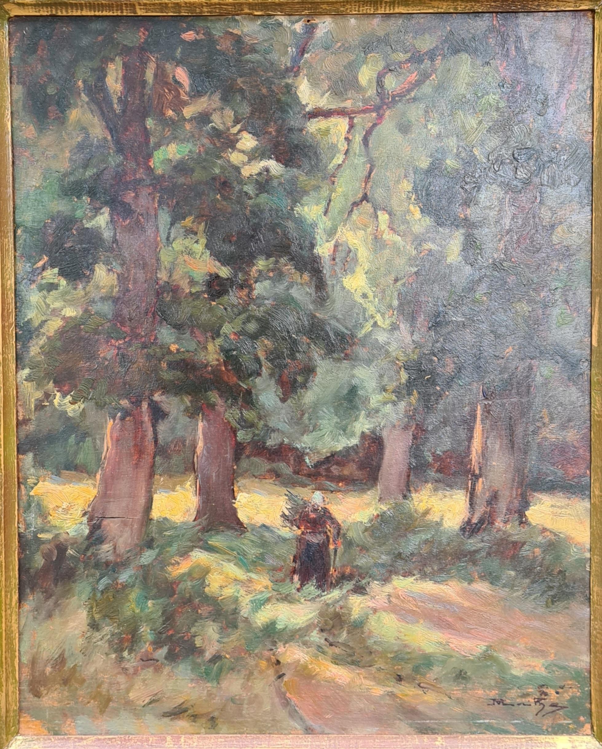 René Mialhe Landscape Painting - Barbizon School, Sous Bois à la Gateaudière à Marennes