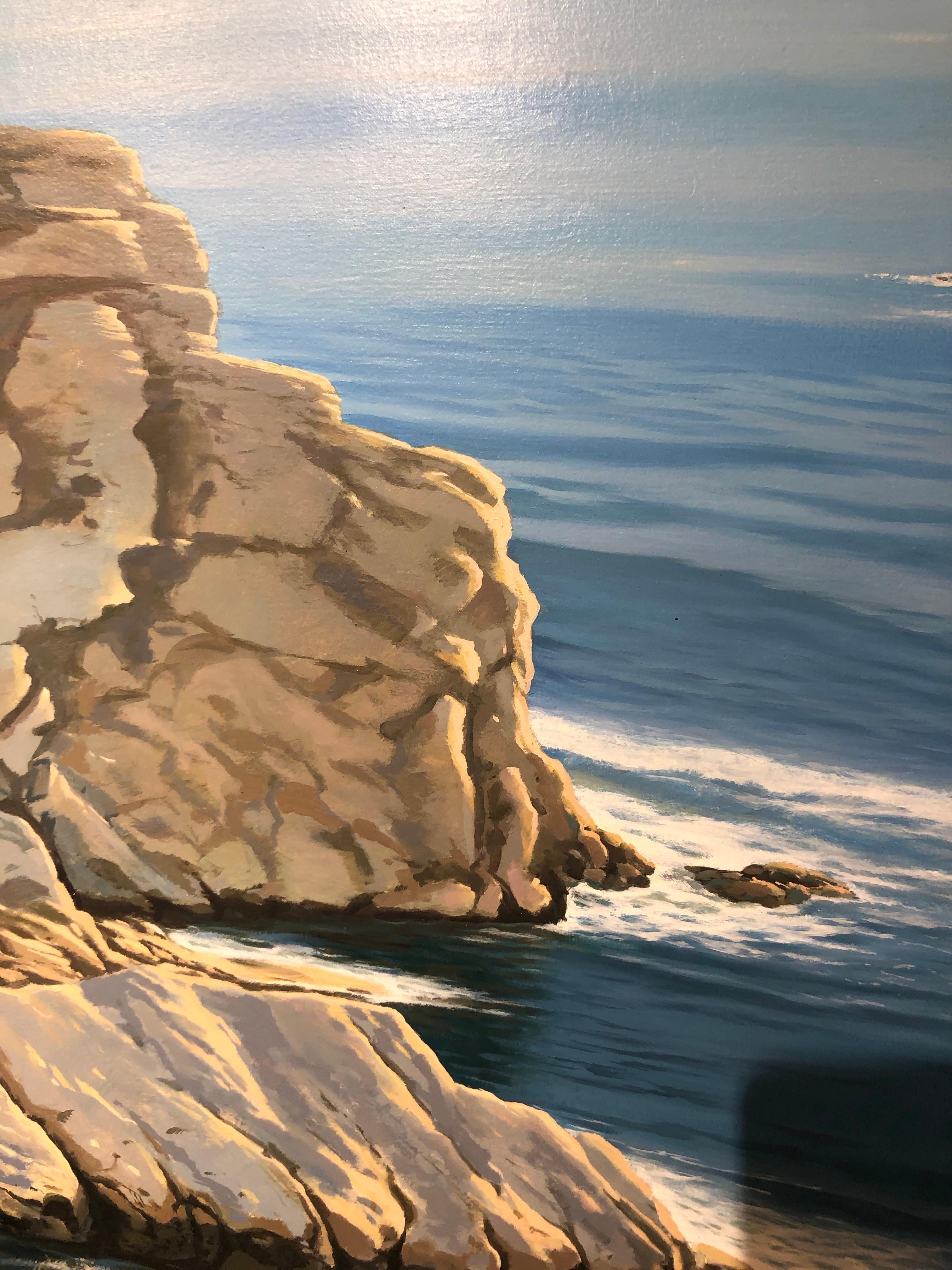 Evocation - Ocean Cliffside Scene Bathed in Warm Light and Blue Turquoise Water 1
