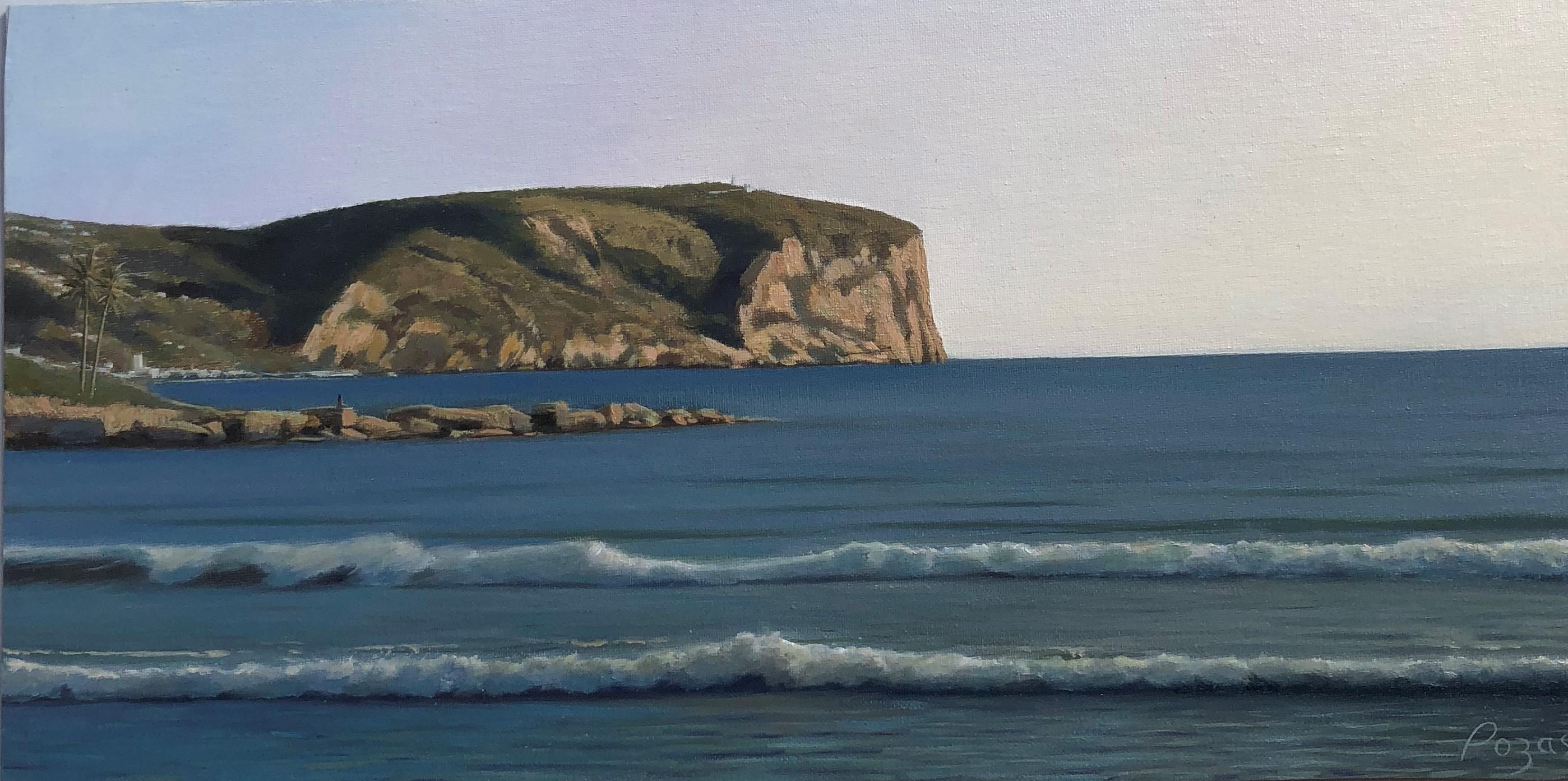 René Monzón Relova “Pozas” Figurative Painting - The First Day, Ocean Waves and Rocky Cliffs, Landscape Painting, Oil on Panel