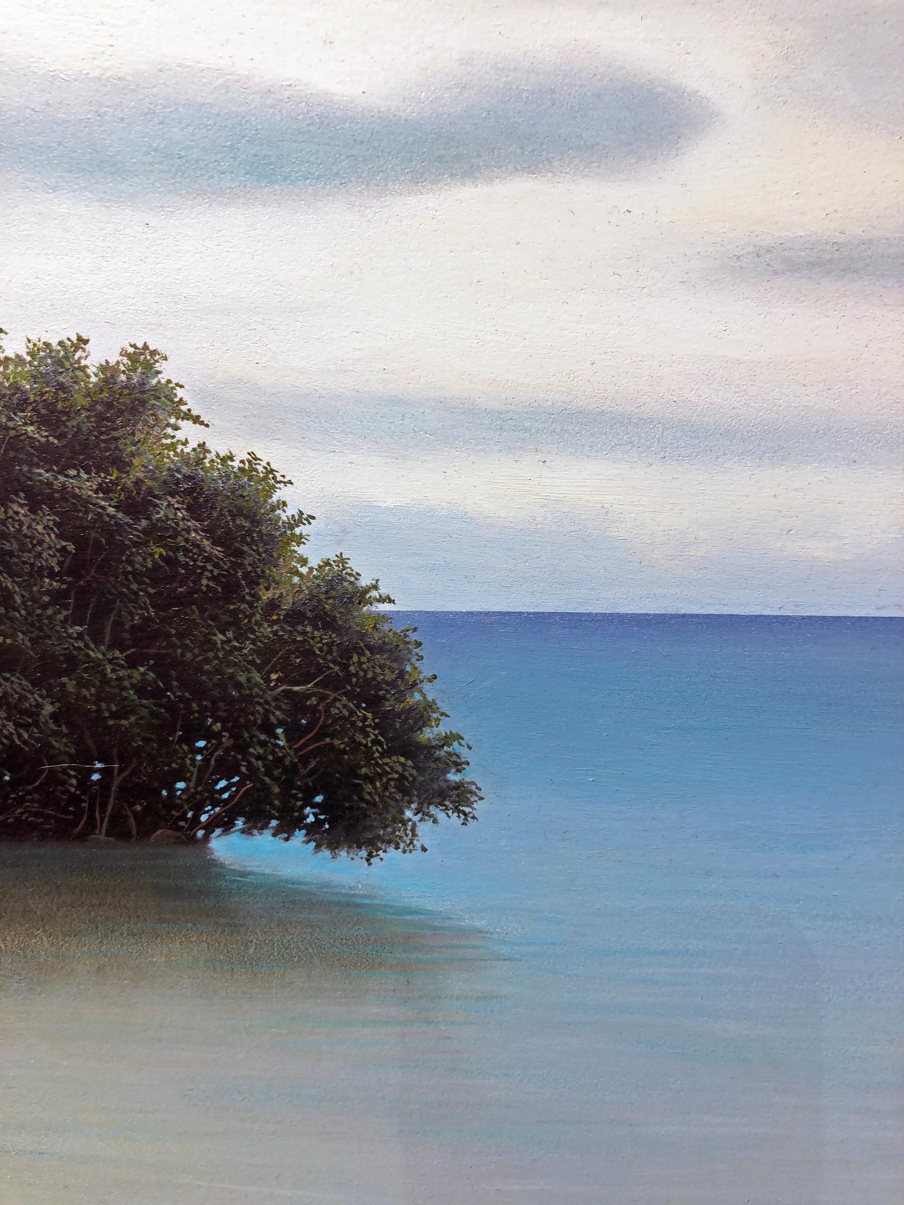 The Next Calm - Original Oil Painting of Serene Beach Scene with Aqua Blue Water 13