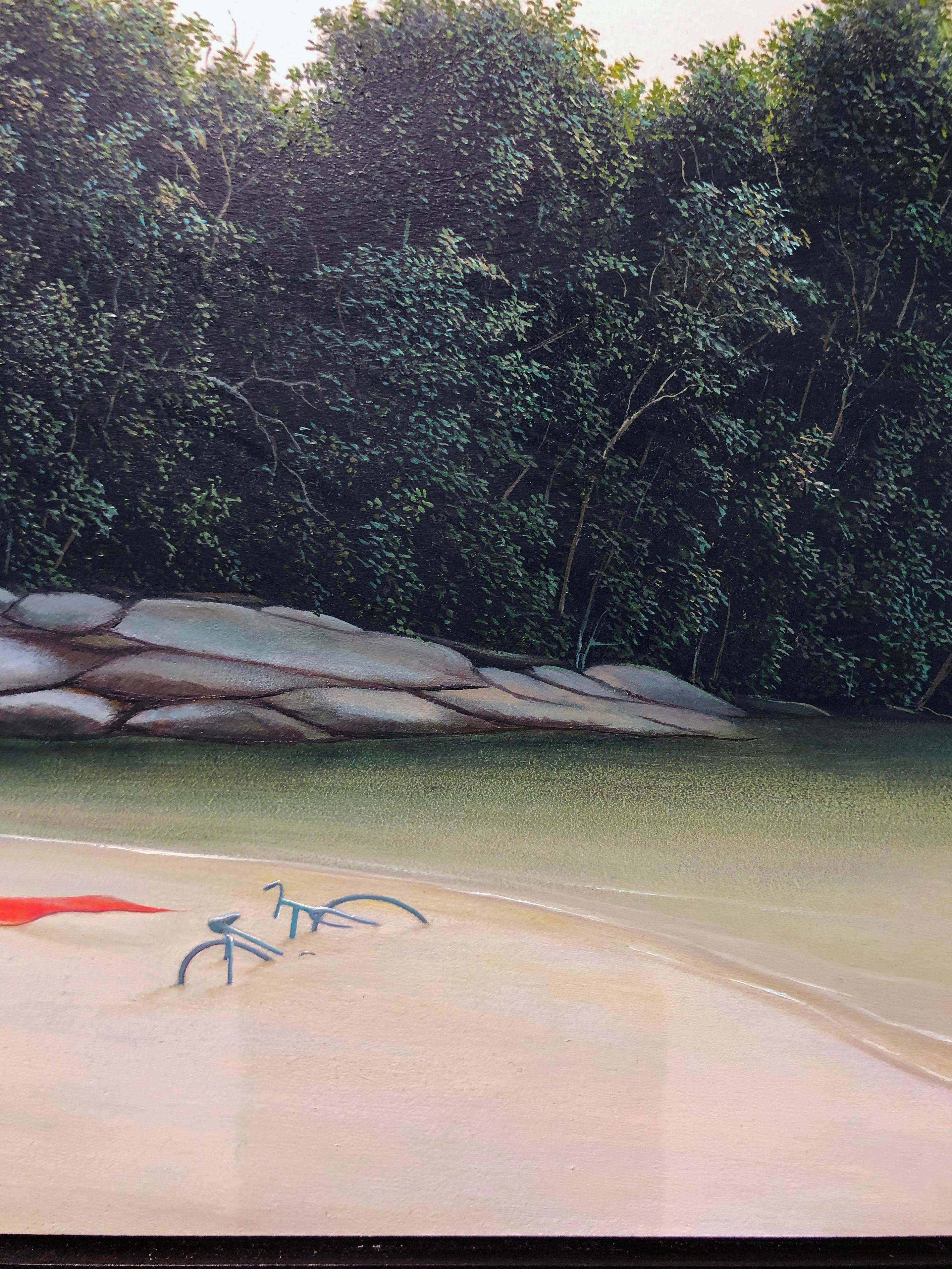 The Next Calm - Original Oil Painting of Serene Beach Scene with Aqua Blue Water 5