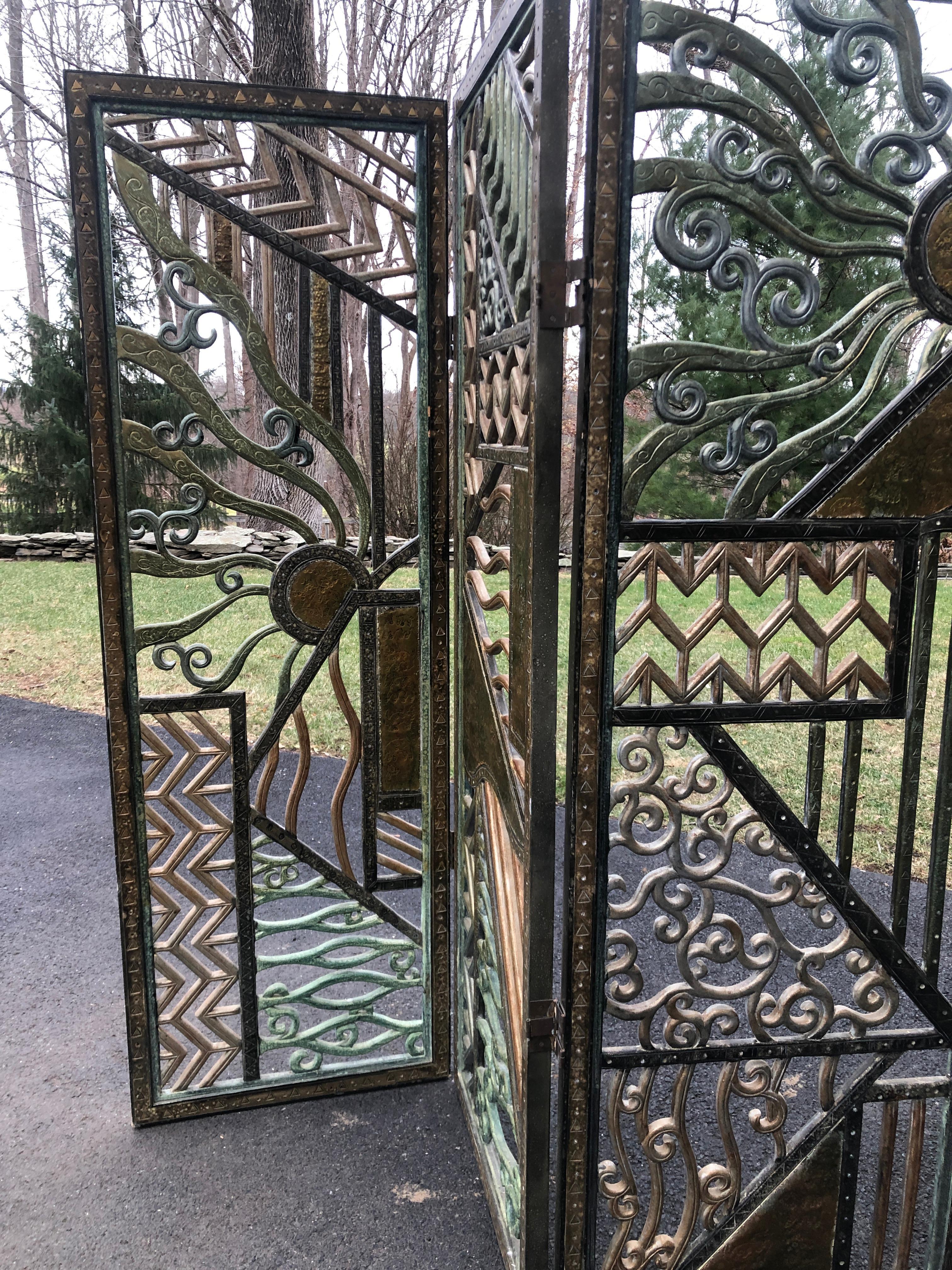 Rene Paul Chambellan Style Art Deco Screen Mixed Metal 1