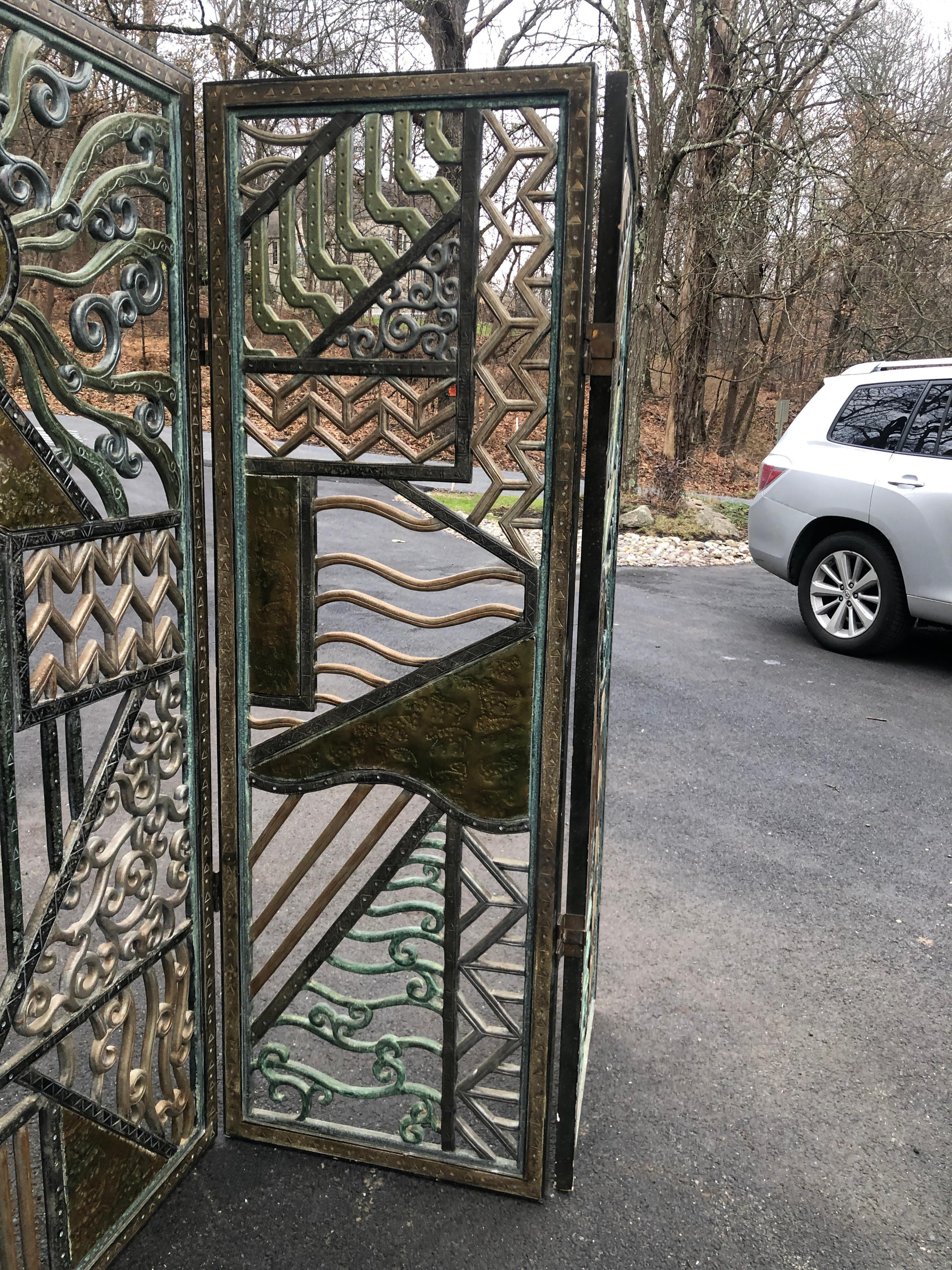 American Rene Paul Chambellan Style Art Deco Screen Mixed Metal