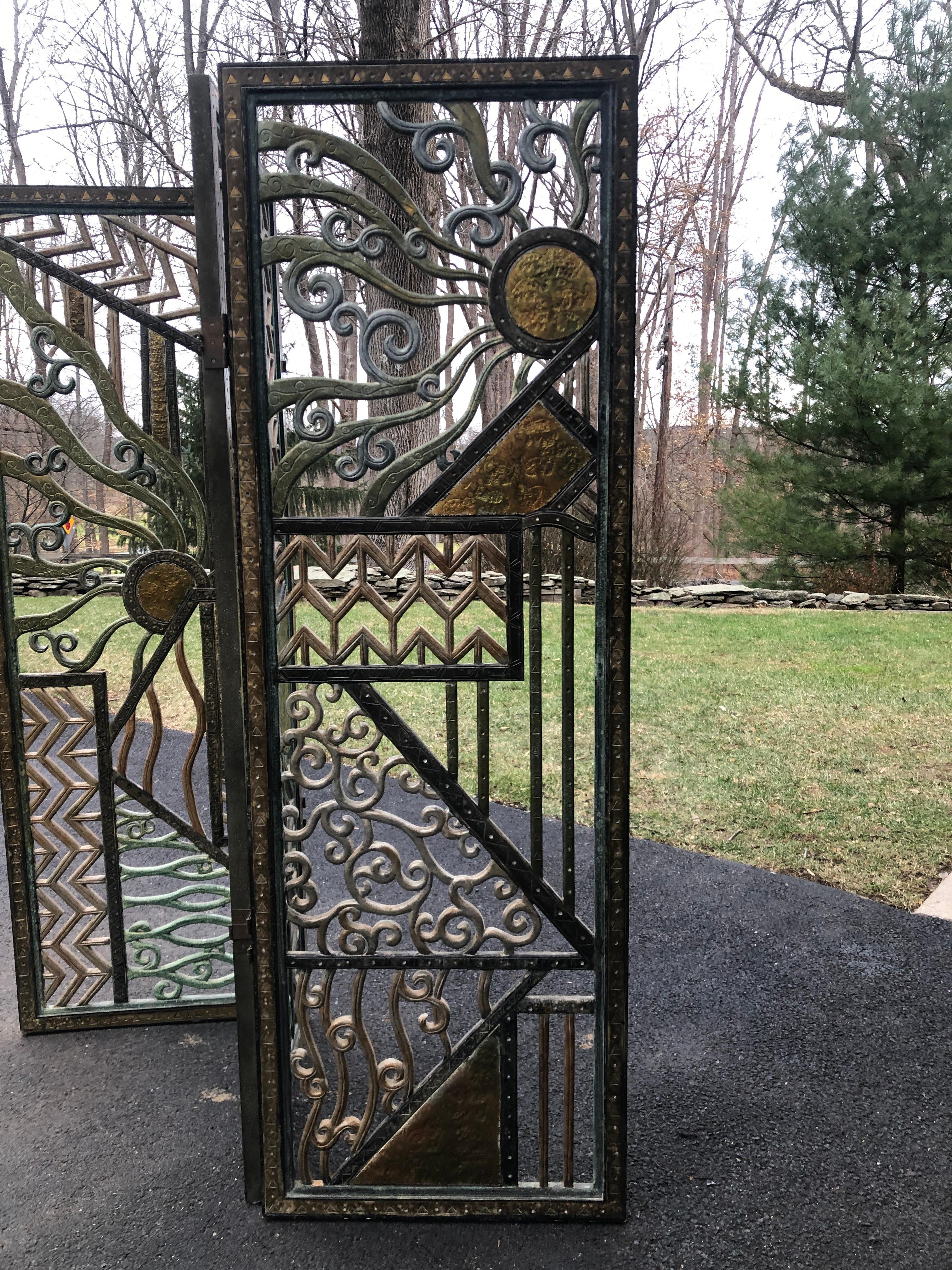 Gesso Rene Paul Chambellan Style Art Deco Screen Mixed Metal