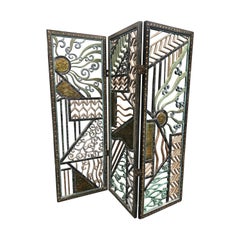 Paravent Art déco en métal mélangé de style Rene Paul Chambellan