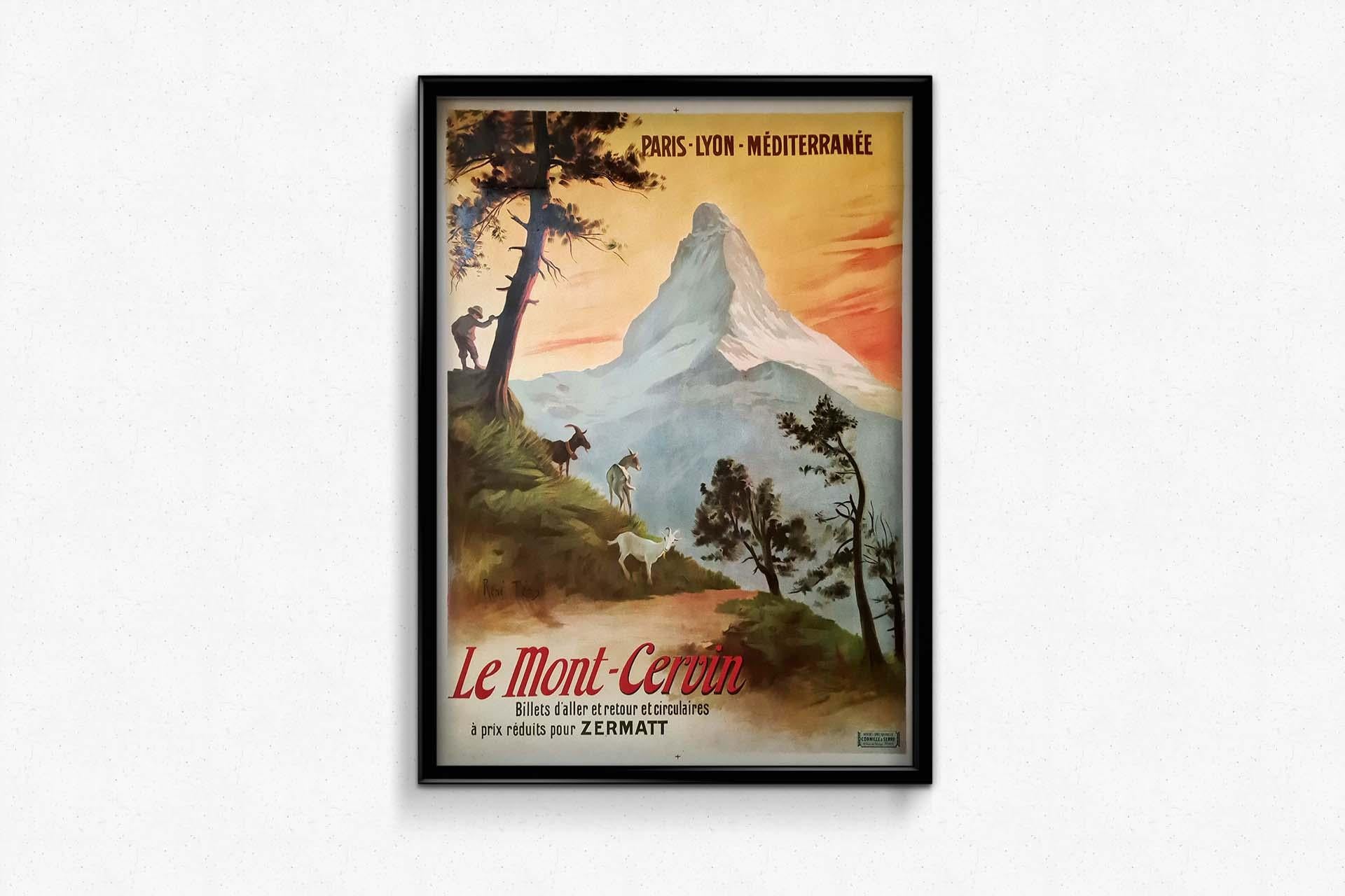 1906 Original poster - PLM - Matterhorn discount tickets to Zermatt - Railway For Sale 2