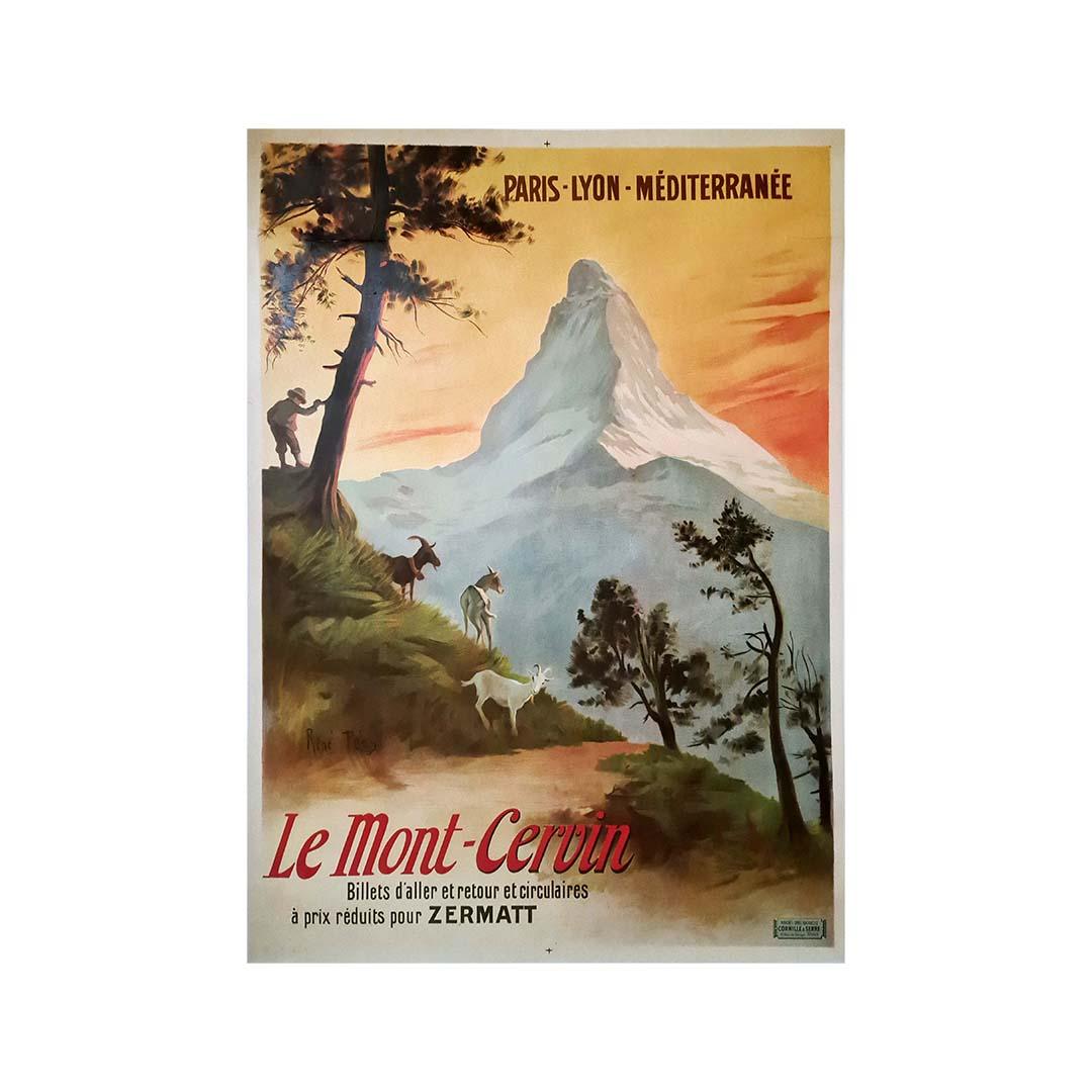 1906 Original poster - PLM - Matterhorn discount tickets to Zermatt - Railway - Print by Rene Pean