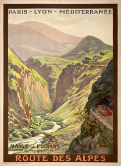 Cartel original de época Route des Alpes de Rene Pean