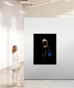 Nude Portrait with Blue Bucket by Havana Cuba Photographer René Peña