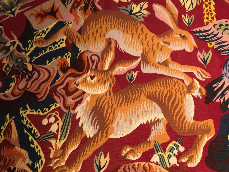 Mid-Century Modern Rene Perrot Aubusson Tapestry For Sale