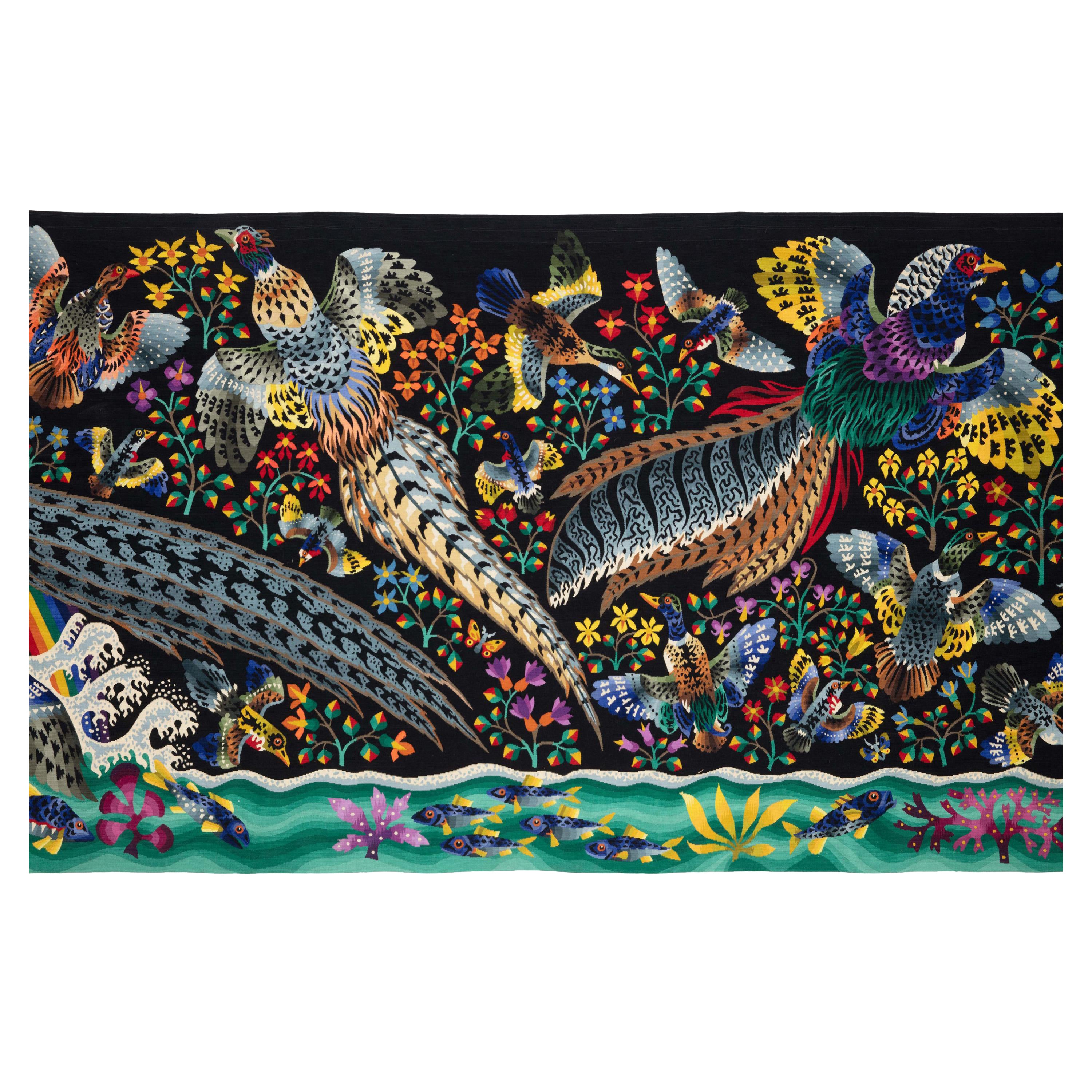 René Perrot "The Great Waterfall" - Monumental French Wool Tapestry