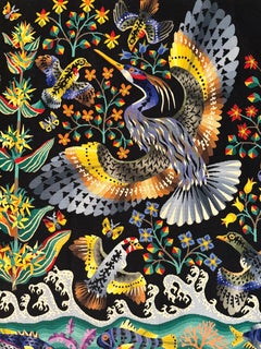 René Perrot "The Great Waterfall" - Original Monumental-sized Wool Tapestry