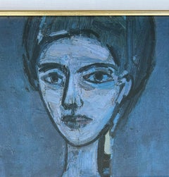 Rene Portocarrero Print of a Portrait of a Woman Titled "Flora", Framed w/Glass