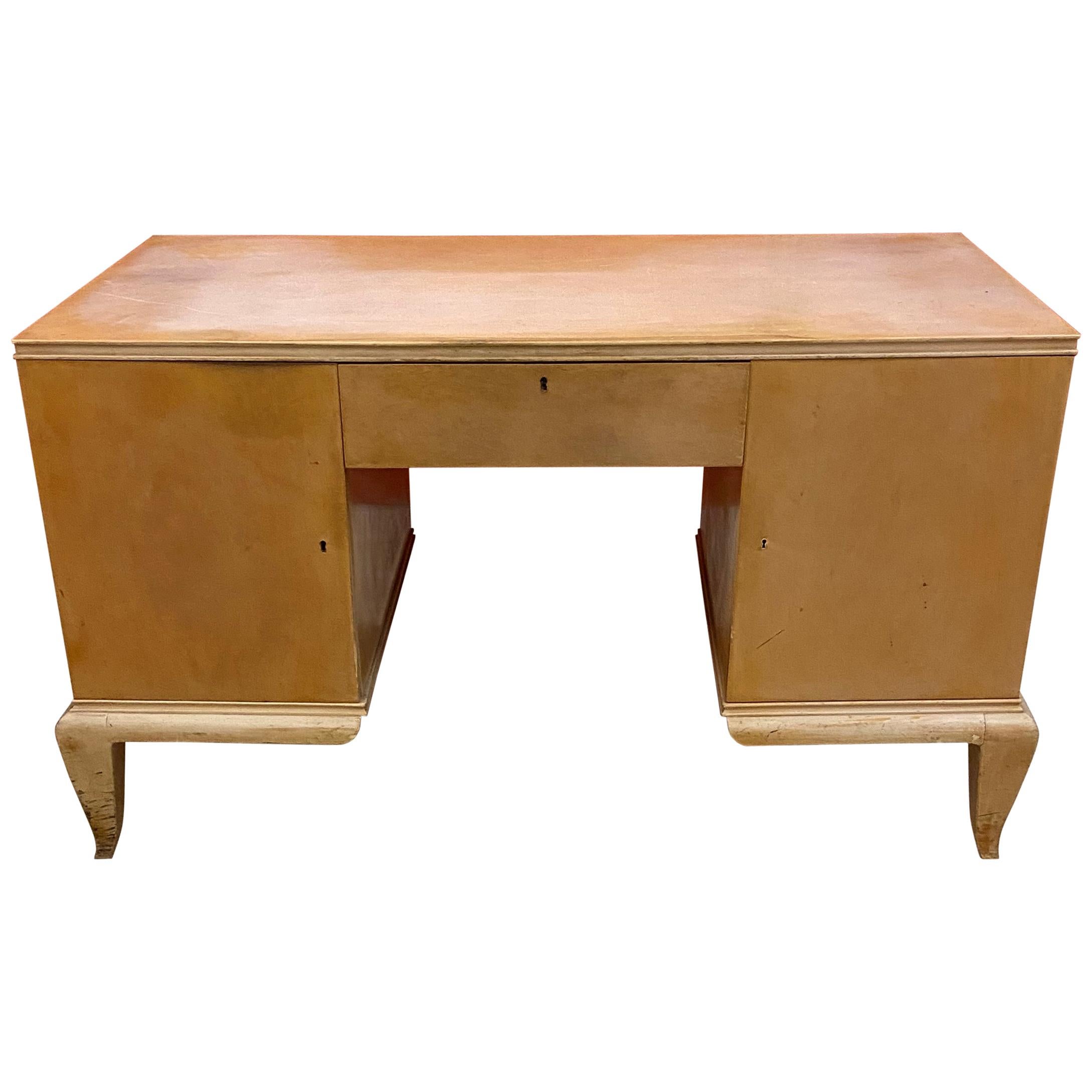 René Prou, Art Deco Desk in Lacquered Wood, circa 1940-1950