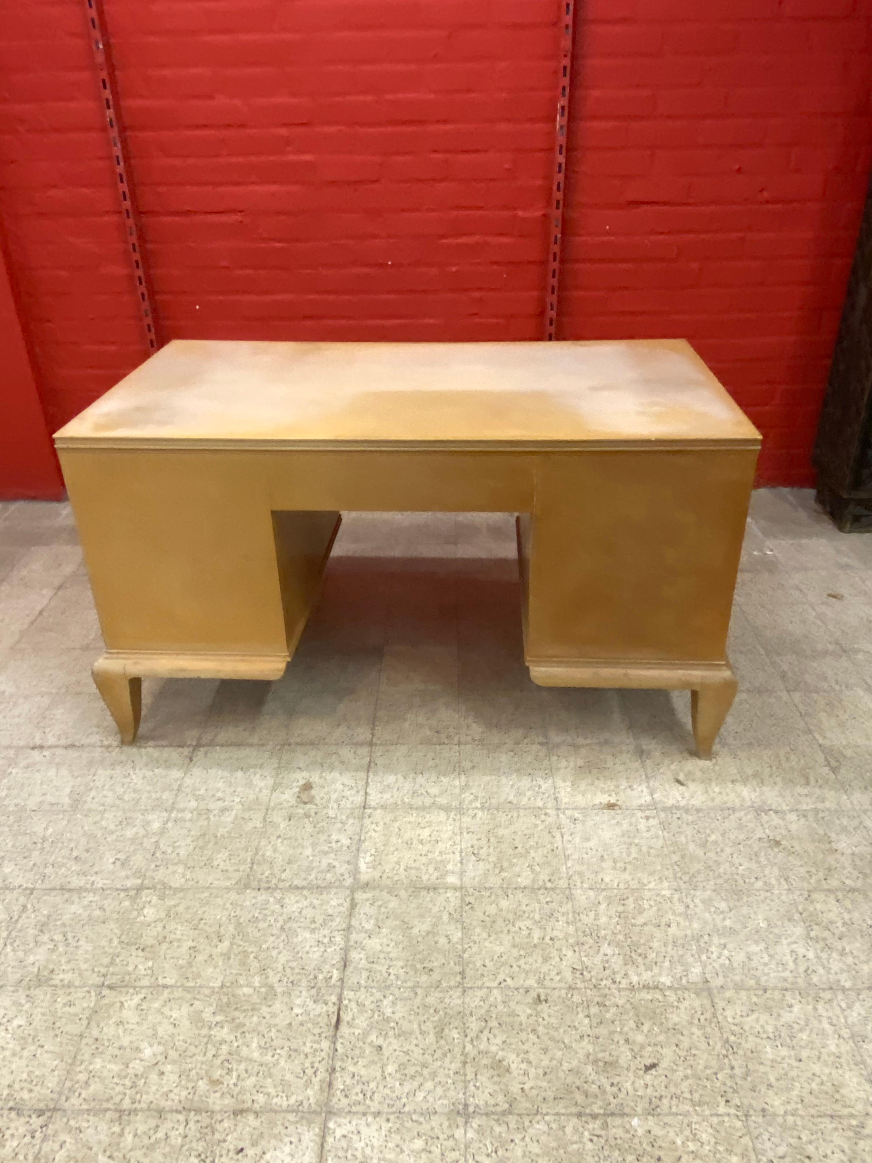 French René Prou, Art Deco Desk in Lacquered Wood, circa 1940-1950 For Sale