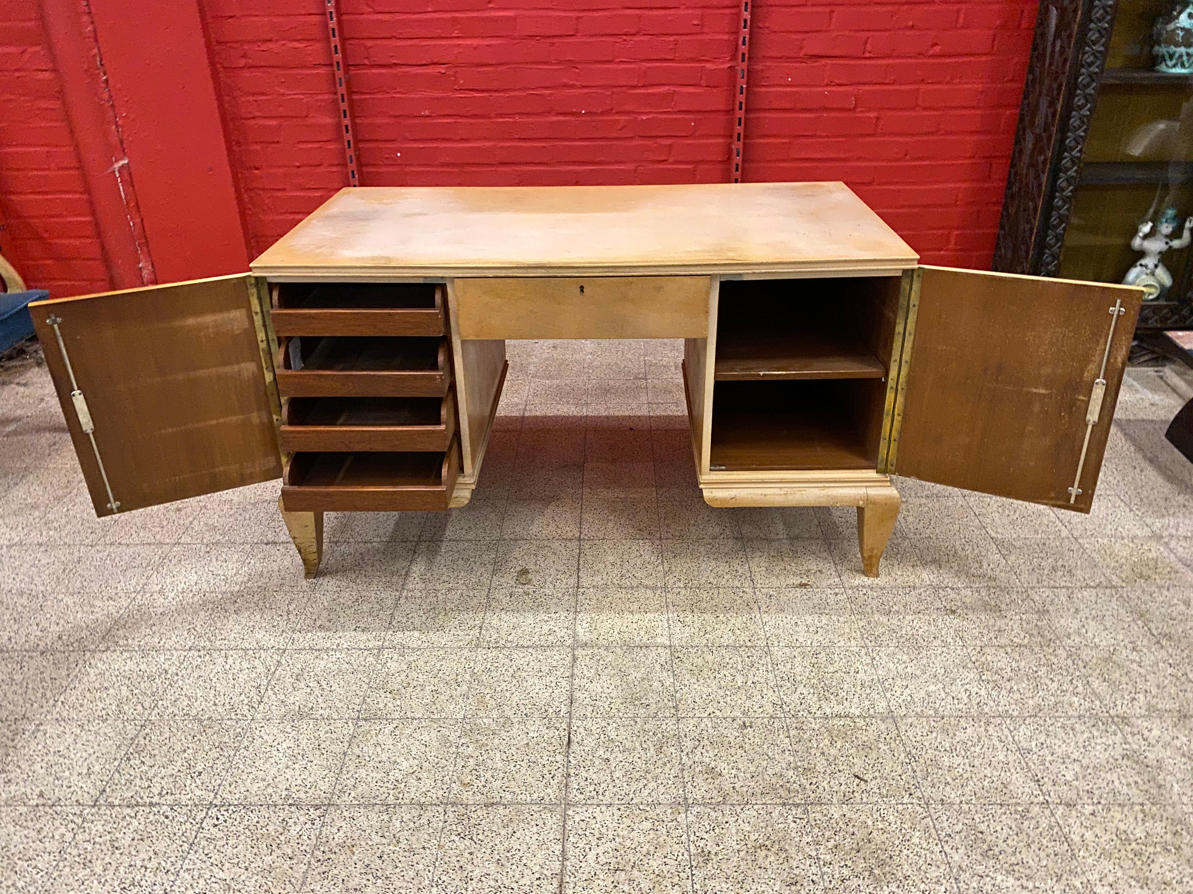 Velvet René Prou, Art Deco Desk in Lacquered Wood, circa 1940-1950 For Sale