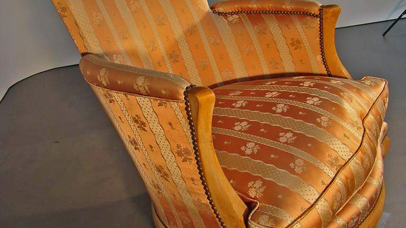 René Prou, Art Deco Sycamore Veneer Bergere Chair, circa 1930 In Good Condition For Sale In Mouscron, WHT