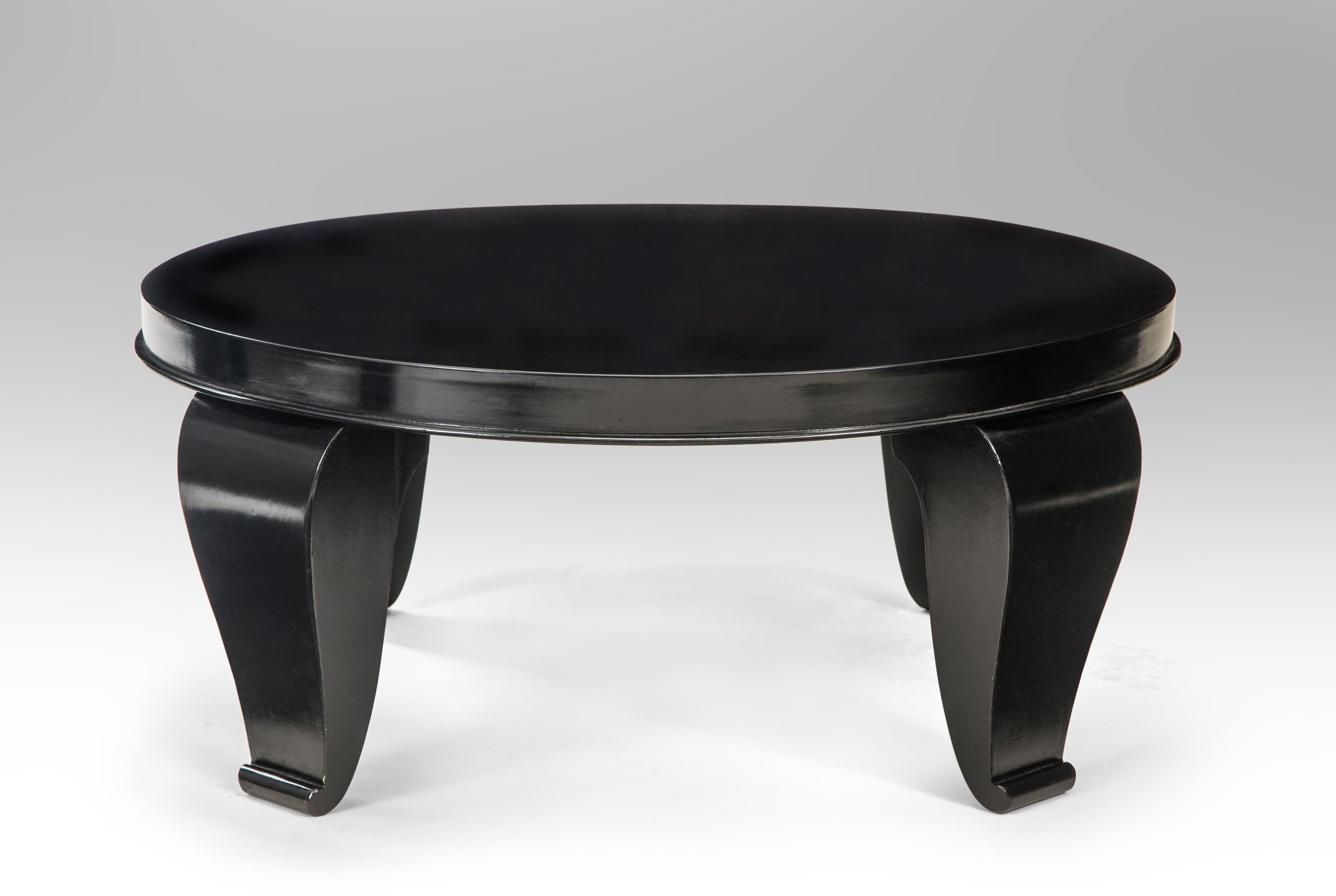 Art Deco Rene Prou, Attributed, a French Black Lacquer Table For Sale