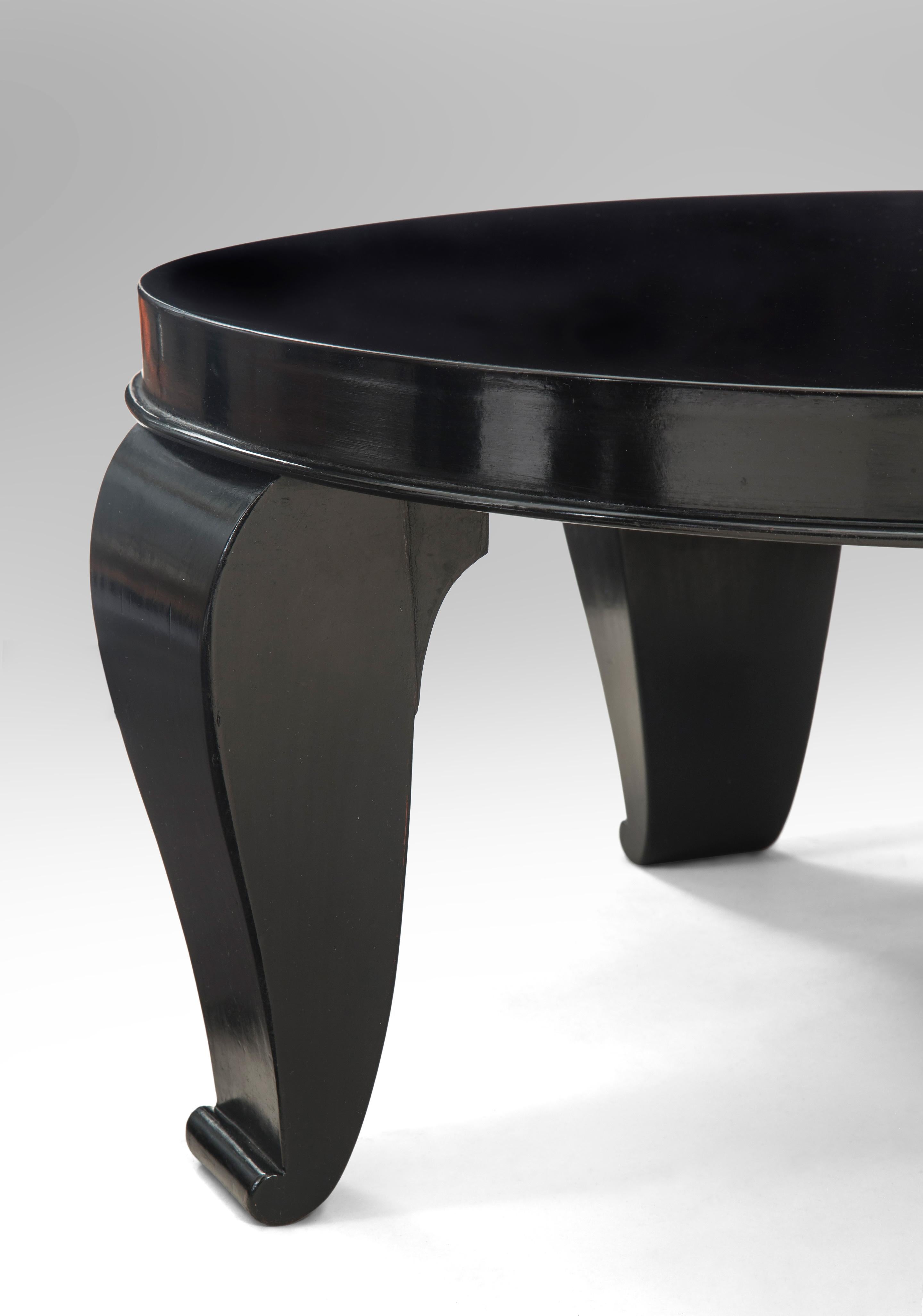 Lacquered Rene Prou, Attributed, a French Black Lacquer Table For Sale