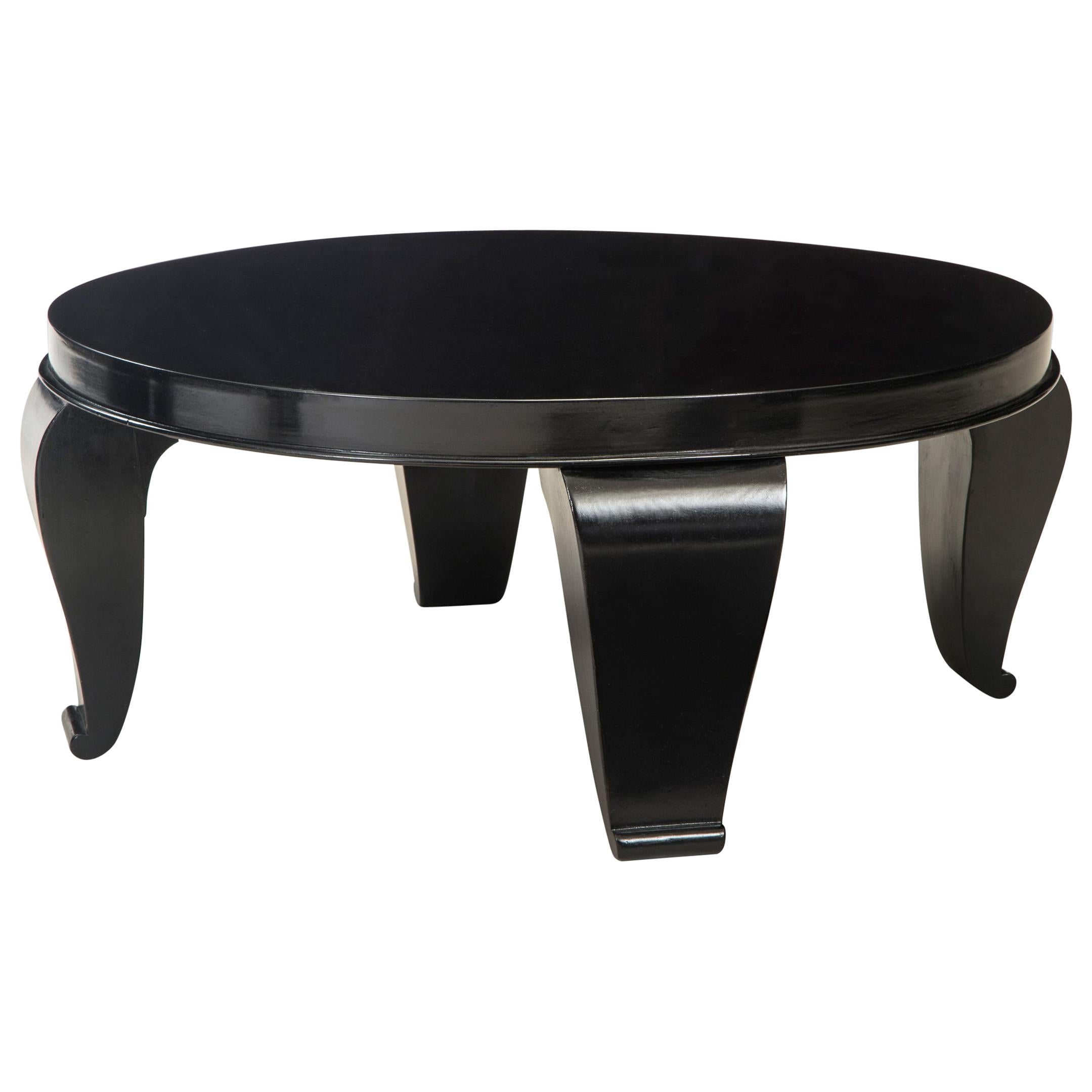 Rene Prou, Attributed, a French Black Lacquer Table For Sale
