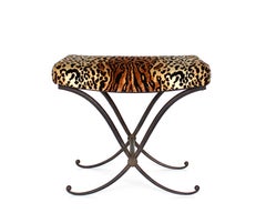 Rene Prou Taburete francés de hierro forjado a mano Francia c1940