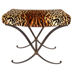 Rene Prou French Hand Wrought Iron Stool France c1940