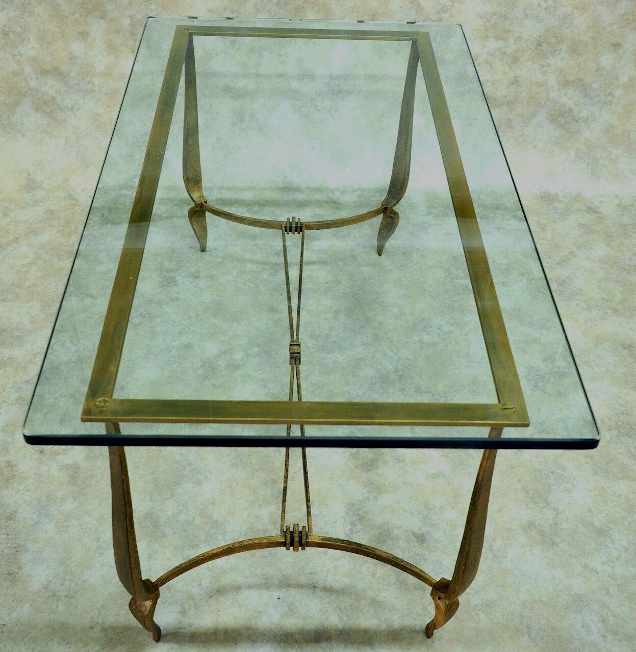 French Rene Prou Gilt Iron Coffee Table For Sale