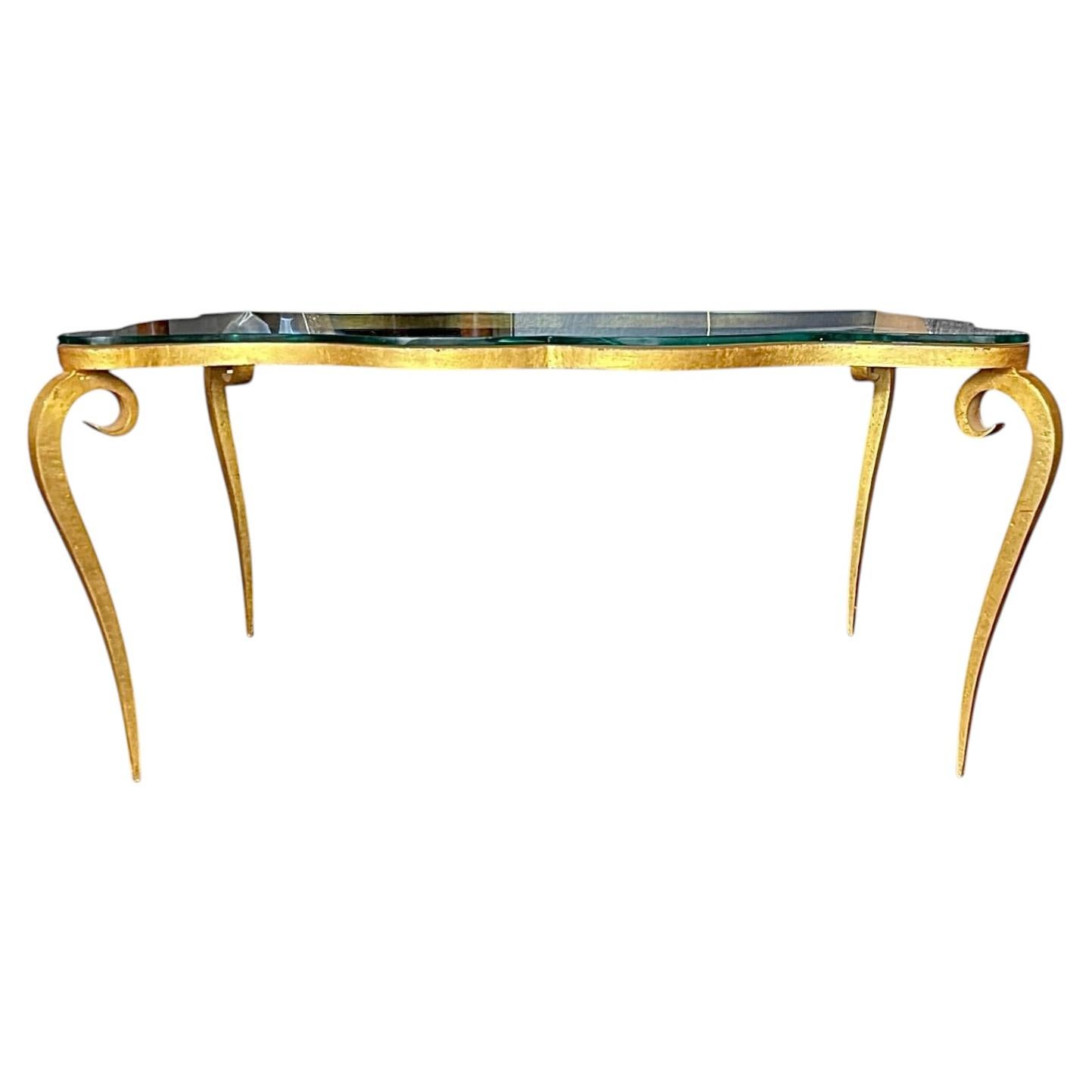 Gilt Wrought Iron and Glass Top Coffee Table circa 1940