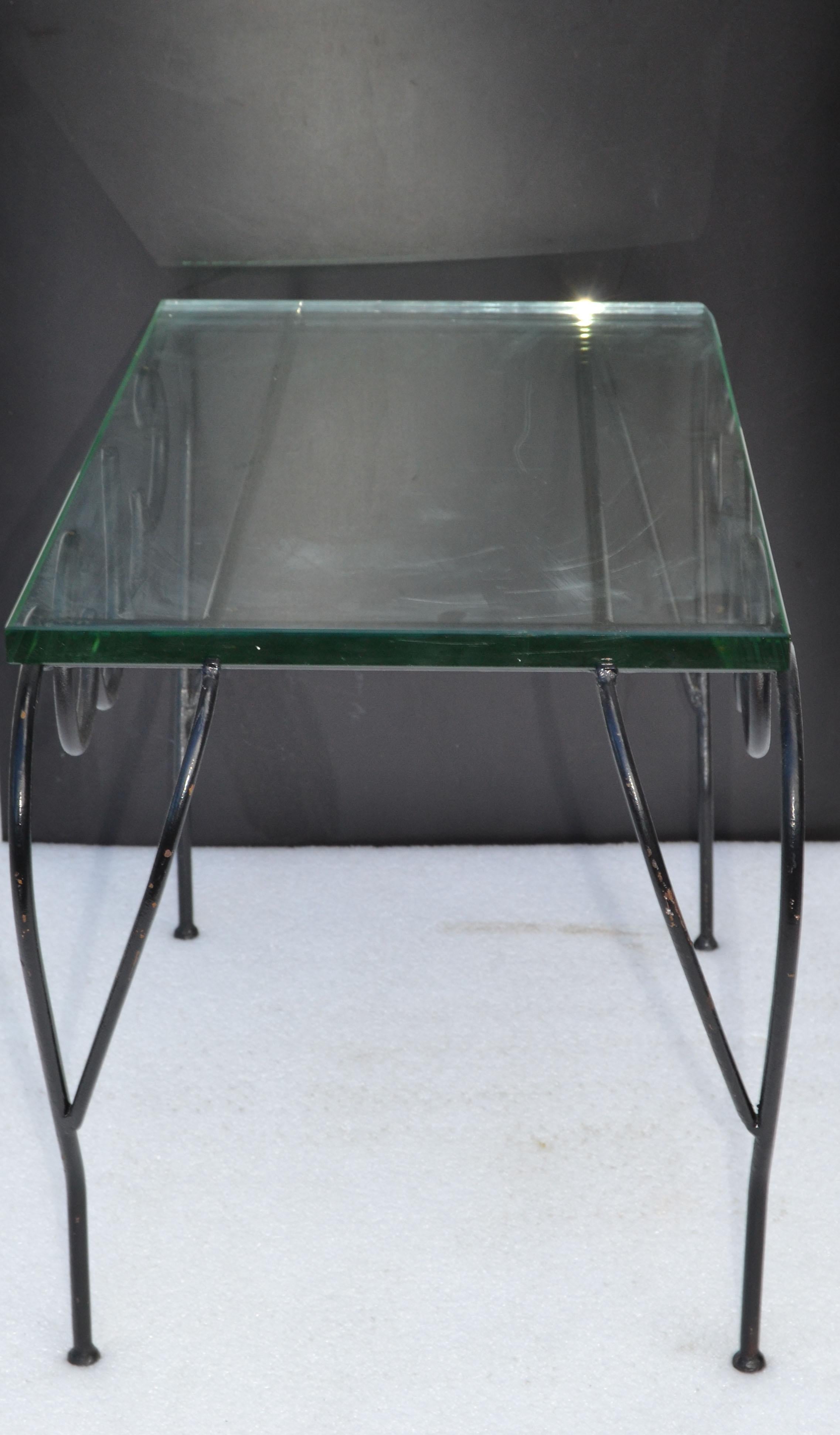 René Prou Iconic Black Iron & Glass French Side, End Table Mid-Century Modern For Sale 4
