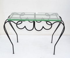 Table d'appoint en fer noir et verre René Prou Modernity