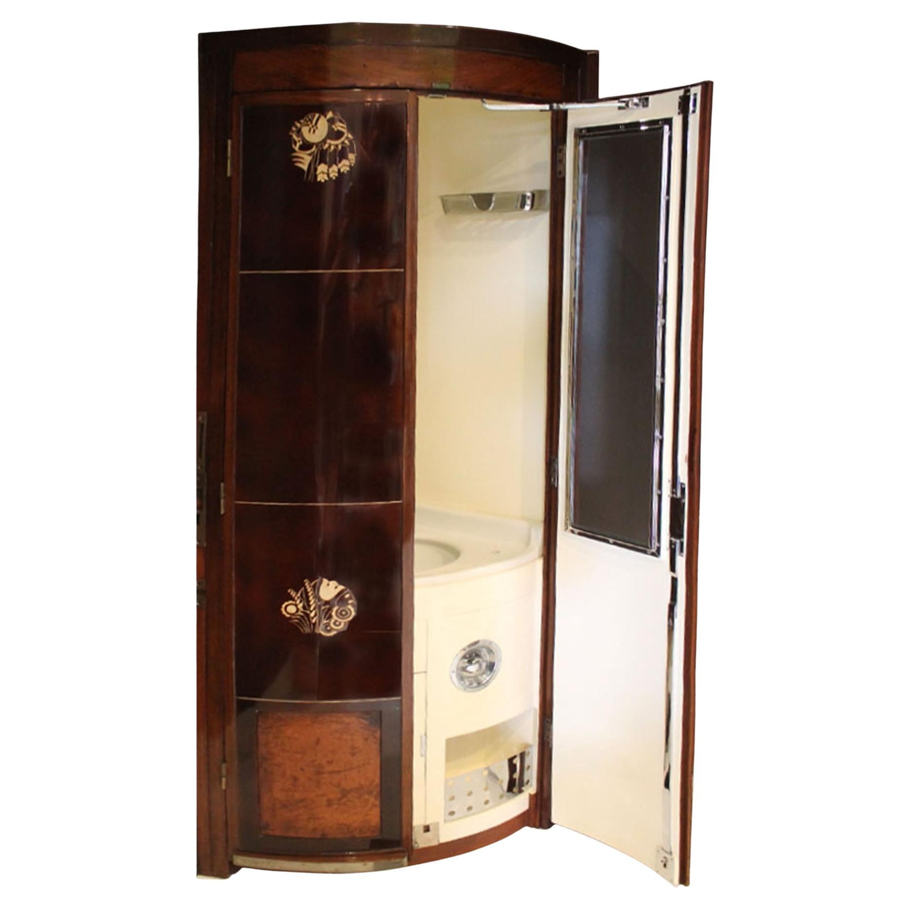 Rene Prou – Mahogany Corner Wash Closet From Orient Express -Circa 1927 For Sale