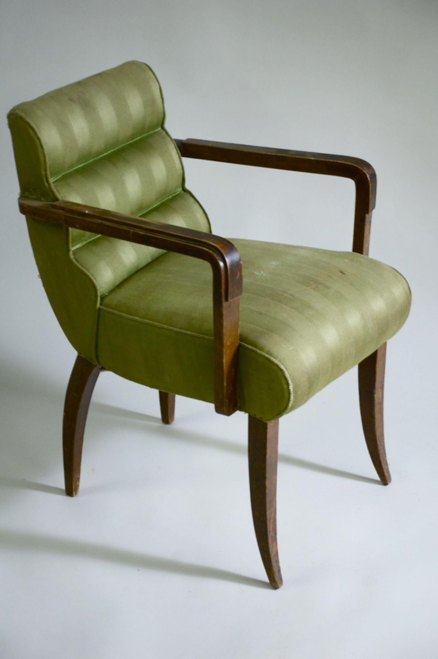 Art Deco Rene Prou Pair of Petite Scale Armchairs