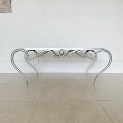 Rene Prou Silver Leaf Iron Scroll Coffee Table