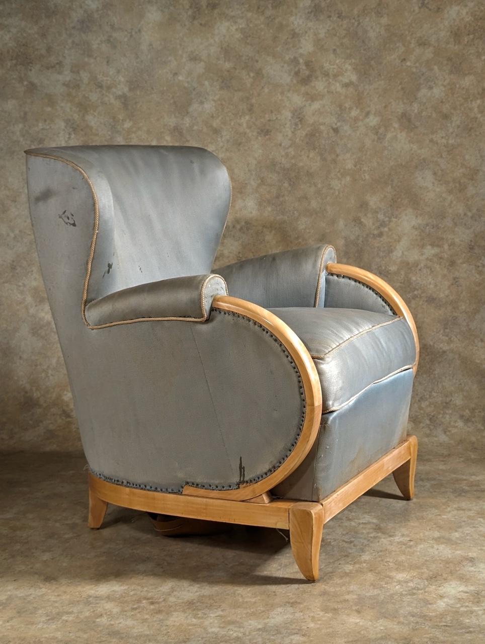 Art Deco Rene Prou single club chair For Sale