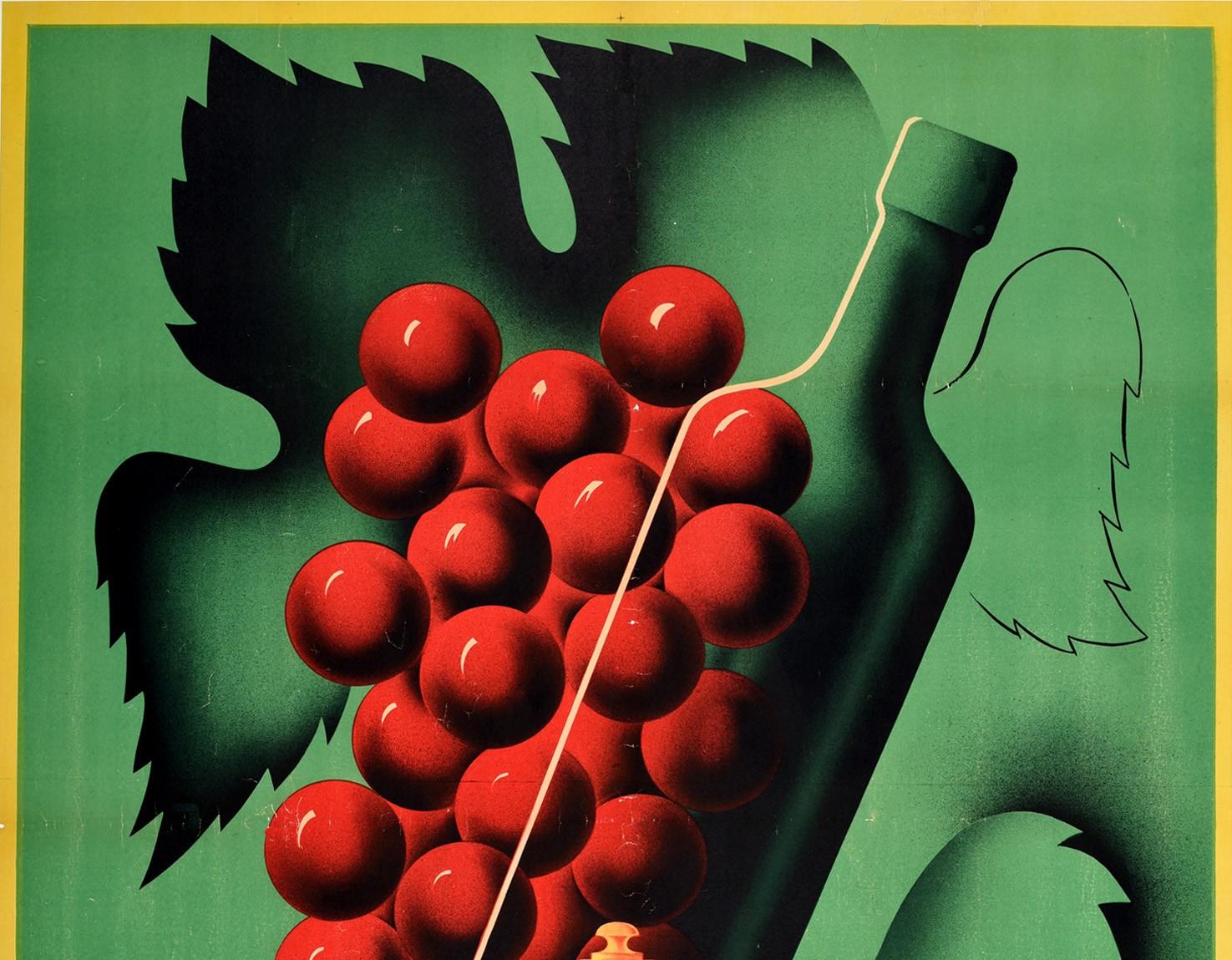 Original Vintage-Poster aus dem Zweiten Weltkrieg, Französisch, Wein, Freies Lith, De Vin, Kupfer, Recycling, Krieg – Print von Rene Ravo