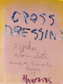 Habillage croisé (rose) Rene Ricard peinture à l'huile avec poésie