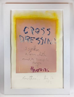 Cross dressing (pink) Rene Ricard oil painting with poetry 