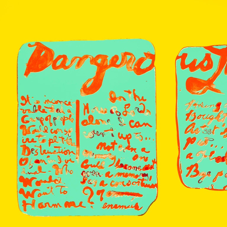Rene Ricard Dangerous Liaisons Yellow Red Tiffany Blue Abstract Print With Poetry For Sale At 1stdibs