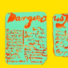 Dangerous Liaisons : impression abstraite jaune, rouge, bleu Tiffany avec poésie
