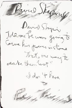 David Shapiro: Rene Ricard impresión de lápida de poesía vintage "esculpida en piedra"