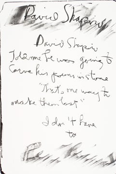 David Shapiro: Rene Ricard Vintage poetry tombstone print "carved in stone"