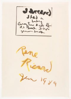 J'ai rêvé:: de René Ricard : des coups de pinceau abstraits:: jaunes et noirs:: accompagnés de poésie
