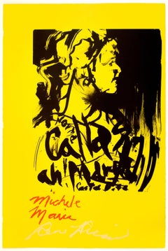 Michele Maria: bright yellow red Maria Callas opera artist portrait with poetry 